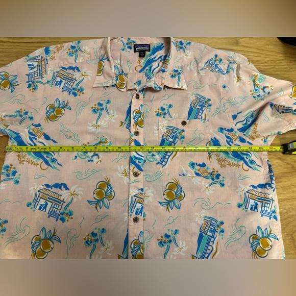 Patagonia Go To Shirt C Street Feather Pink SizeXL Organic Cotton Aloha ButtonUp - Picture 9 of 12